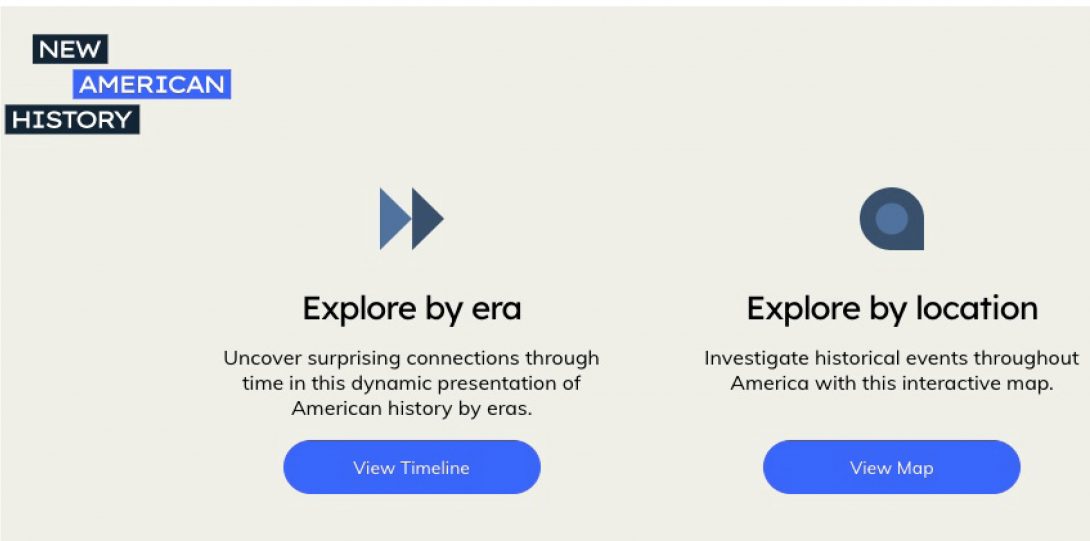 Screenshot of New American History webpage by Edward L. Ayers