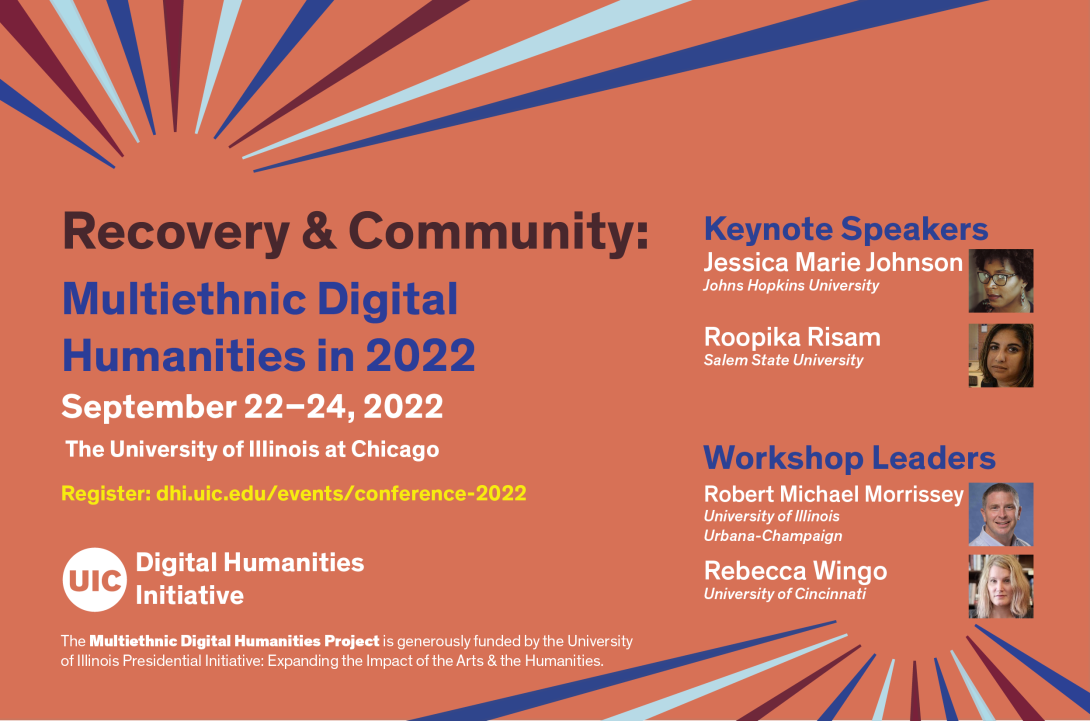 Recovery and Community: Multiethnic Digital Humanities in 2022 Conference Flyer